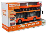 WenY City Service narancssárga színű, zenélő és világító emeletes játék busz (47755)