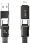 BlitzWolf BW-HDC7 4 az 1-ben USB-C+USB+Lightning kábel, 240W, 1.2m (fekete) - dellaprint