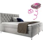 TEMPO KONDELA Boxspring ágy, 160x200, világosszürke Velvet szövet, GULIETTE + ajándék