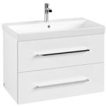 Villeroy & Boch Avento alsószekrény 76x52x44, 7 , 2 kihúzható elem, mosdó középen, falra szerelhető, crystal white (VIL-A89100B4)