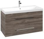 Villeroy & Boch Avento alsószekrény, 2 kihúzható elem, mosdó középen, falra szerelhető, stone oak 98x51, 4x45, 2 cm (VIL-A89200RK)
