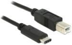 Delock Kábel USB Type-C 2.0 dugó > USB 2.0 B-típusú dugó 0, 5 m fekete (3 év) (83328) (83328)