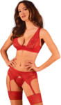 Obsessive - Lacelove Three Pieces Set Red Xl/xxl