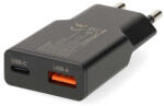 Nedis WCHA30BK gyorstöltő USB-A / USB-C töltő, PD3.0, 30W (WCHA30BK)
