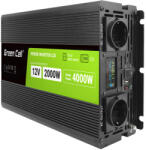 Green Cell Przetwornica napicia PowerInverter LCD 12 V 2000W/40000W Przetwornica samochodowa z wywietlaczem - czysty sinus Automatikus Fekete (INVGC12P2000LCD)
