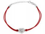Lovrin Ezüst karkötő piros zsinórral és szívvel, 925-ös finomságú, 1, 17g (62435811)