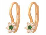 Lovrin Arany elegáns fülbevaló 585 zöld virágokkal, angol záras, 14 karátos (Lovrin 12994)