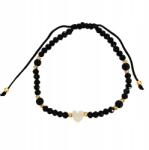 Lovrin Arany zsinór karkötő 585 fekete zsinórral, fehér szív gyöngyökkel (108616)