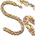  Férfi karkötő, láncos, sebészeti acélból, arany színű, széles páncél láncszemes, 22 cm (Bransoletka męska stal chirurgiczna złota)