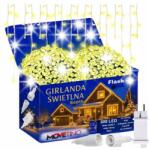 Sternhoff 12 m-es 300 LED-es hálózati adapteres jégcsap hosszabbítható fényfüzér, fehér kábeles, meleg fehér-csillogó Hideg fehér effekttel, IP44 (SDH1378-S3FC)