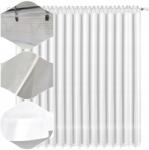 NOW-ART Kész függöny szegéllyel 230x200 sima fehér függöny szegéllyel erkélyre (Firana gotowa lamówka długa balkonowa)