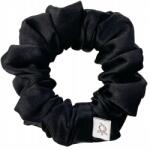 Qrown Selyem hajgumi fekete S méretben, 100% természetes selyem, selyem scrunchie (Jedwabna gumka do włosów, naturalny jedwab)