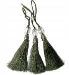 Gipiurowo Ezüst színű gyöngyökkel díszített fülbevaló, zöld, 9 cm (chwost)