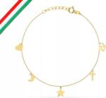 Lovrin Arany színű, 585-ös finomságú karkötő, celebkarkötő csillag és kereszt motívummal, divatos ajándék ötlet (Lovrin 73071)