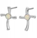 Lovrin Ezüst 925 kereszt fülbevaló fehér opállal díszítve, stekkeres ajándék