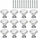 Bútorgombok Üveg Kristály Elegáns Vintage 30 MM 12 Darab (12CRY)