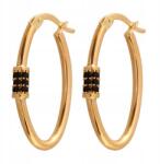 Lovrin Arany fülbevaló 585-ös karikák érdekesen díszítve fekete köves betéttel (61114815)