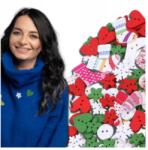  Gombkészlet, 100 db-os fa gomb ruhákhoz, dekorációs, színes mix (Zestaw guzików 100szt serduszka kwiatki kółka)