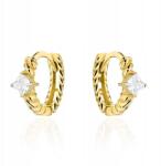 Lovrin Arany fülbevaló 585 karátos, vésett karika kövekkel, elegáns ajándék, 14kt (Lovrin)