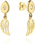 Lovrin Arany fülbevaló 585-ös, szárnyacska cirkónia könnycseppen függesztve, divatos ajándék