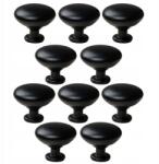 B&B 10 db Kerek fém bútorfogantyú fekete szekrényekhez fiókokhoz bútorokhoz (Z10 G103 CZ)