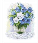 Coricamo Keresztszemes hímzés Hímző szett Csokor csengettyűkkel Kék virágok (Z 10516)