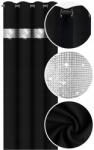 NOW-ART Sima függöny cirkóniákkal 145x240 klasszikus függöny nappaliba karikákkal (Zasłona gładka klasyczna 240 z cyrkoniami)