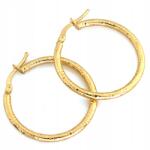 Lovrin Aranyozott, vastag cső alakú, lógó női karika fülbevaló 585, díszített körökkel, 36 mm, 14k (Lovrin 62620)