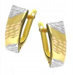 Lovrin Elegáns arany fülbevaló 375-ös finomságú, háromszínű aranylemezkékkel, angol kapcsos