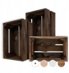 Creative Deco 3x Barna fa láda deszkából, kis virágláda doboz 30x20x15 cm (X002002W25)