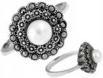 Lovrin Gyűrű 925-ös ezüstből, fényes, divatos kör alakú markazitokkal és gyönggyel, 22-es méret (44239287)
