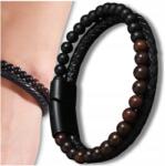  Férfi karkötő természetes bőr szíjjal és kőgyöngyökkel (5905884063187)