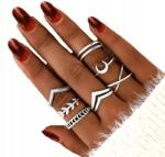 EdiBazzar Punk stílusú fém gyűrű szett Ezüst 7db női divatos boho antik (5905884052778)