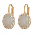 Lovrin Arany fülbevaló 585 opállal, cirkónia koszorúval körülvéve, elegáns design (61109304)