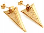 Lovrin Sárga arany fülbevaló 585 nagy áttört mintás háromszögek ajándék stiften