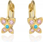 Lovrin Gyermek fülbevaló arany 585 virág színes kövekkel ajándékba (Lovrin 86099)