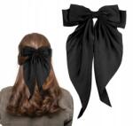  Nagy, elegáns hajtű masni, szatén, francia stílusú fekete