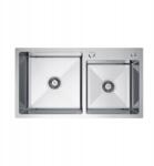 Melanstar Rozsdamentes Acél Mosogató 78x45 Kétmedencés Fali Szifonnal (MEL7845)