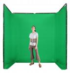 Háttértartó állvány, 4x2, 4 m-es fotóháttértartó állvány zöld szövettel (300X500)