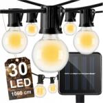 EVI Szoláris Füzér Világítás Kertbe 30x Led Gömb Églésérzékelő (evi_garland_30)