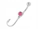Lovrin 925-ös ezüst köldökpiercing rózsaszín akasztóval, divatos, látványos mintával ajándéknak is kiváló (Lovrin 63285)