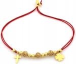 Lovrin 925-ös ezüst, aranyozott, négylevelű lóherés zsinór karkötő gyöngyökkel ajándékba (Lovrin)