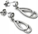 Lovrin 925-ös ezüst női lógós fülbevaló, hosszú csepp formájú, világos cirkónia kövekkel