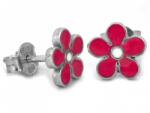 Lovrin Ezüst fülbevaló 925 rózsaszín virágos, tűz zománcozott, 1.01g, finom (62435894)