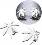 EdiBazzar Ezüst színű, 18K arannyal futtatott, 316L sebészeti acél fülbevaló, páfrányminta, stekkeres (Srebrne Kolczyki stali chirurgicznej)