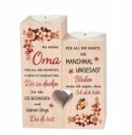  Szett 2 db Fa Gyertyatartó Szívvel Gravírozott Ajándék Nagymamának (B0CJBT2Z6X)