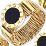  Aranyozott gyűrű nemesacélból, 18K arannyal futtatva, egyszerű mesh (hálós) mintázatú karika (Złoty pierścionek stal chirurgiczna pozłacany)