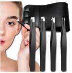 EdiBazzar Szemöldökcsipesz Készlet 4db Professzionális Precíziós Csipesz Tokkal (Komplet pęset 4 szt profesjonalna skośna)