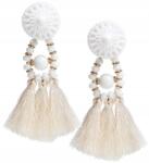  Bojtos fülbevaló Fehér, hosszú, lógós rojtokkal (5905204480687)