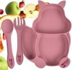 EVI Szilikon tányér tapadókoronggal Mókus étkezés tanulása Blw evőeszközök rózsaszín (evi_kidplate_SQ_pink)